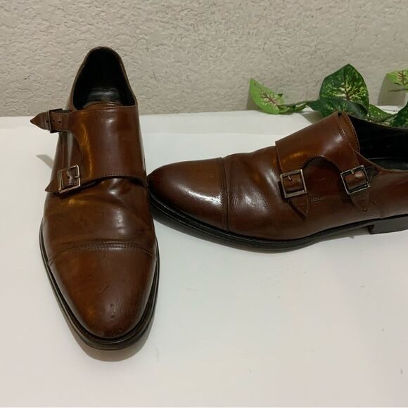 To Boot New York Men’s  8 brown leather double monk strap cap-toe dress shoes main image 15